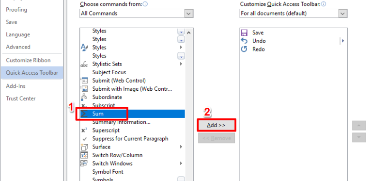 How to Sum the Values in a Column in Microsoft Word