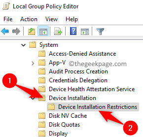 Group Policy Editor System Folder Device Installation Restrictions Min