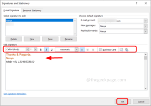 how to add an email signature code to outlook