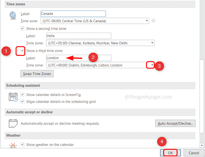 How To Add Remove Additional Time Zones In Microsoft Outlook