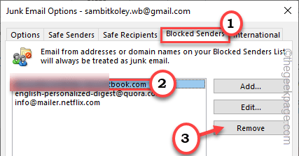 Blocked Senders Remove Min