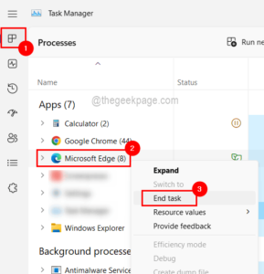Task Complete Edge Microsoft Edge is being used for sharing while closing Edge browser