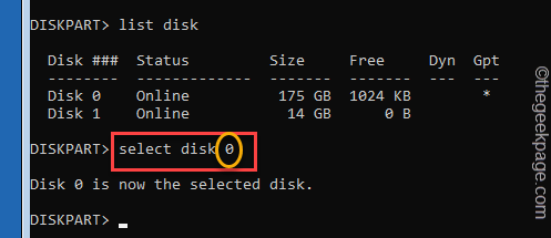 Select Disk 0 Min