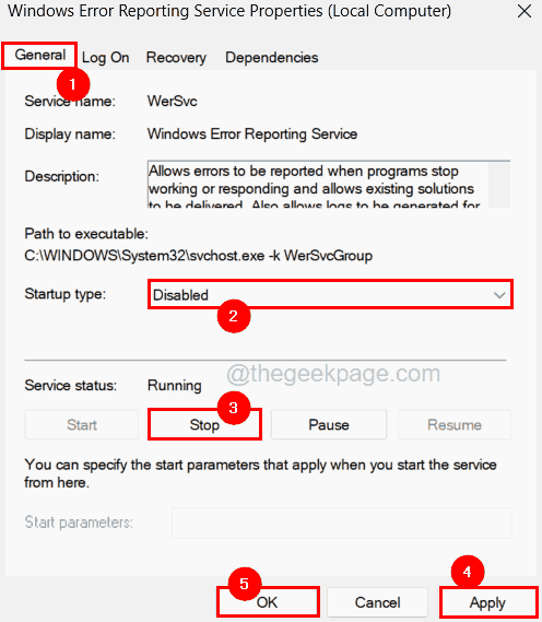 Windows Error Reporting Service Disable 11zon