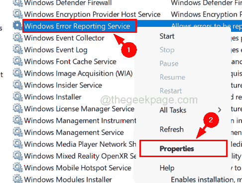 Windows Error Reporting Service Properties 11zon