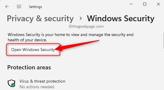Settings Privacy Security Open Windows Security Min