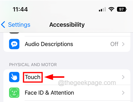 Touch accessibility