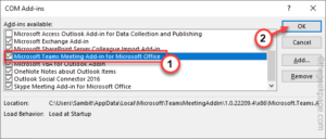 How to fix Microsoft Teams add in missing in Outlook