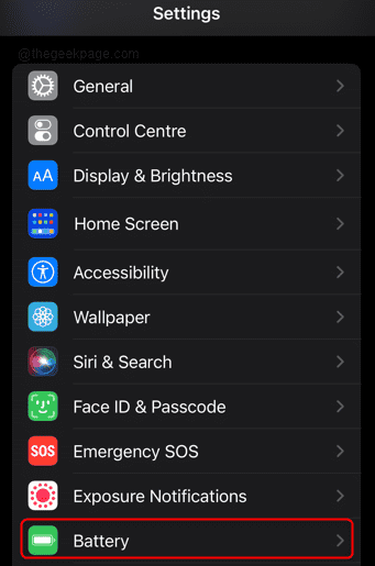 Settings Battery Min