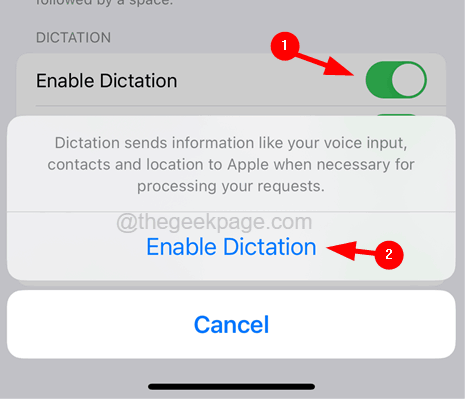 Enable Dictation Mode 11zon