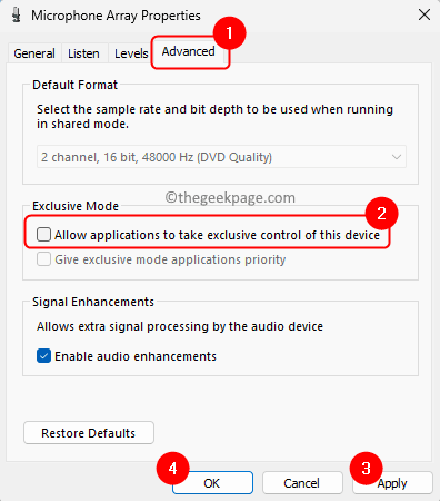 Sound Microphone Properties Disable Exclusive Control For Apps Min