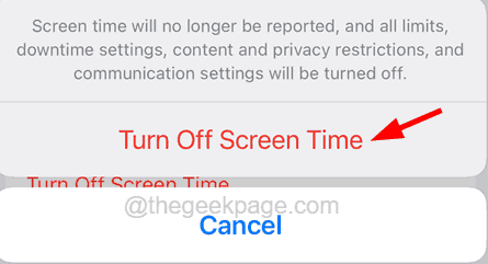 Turn Off Screen Time confirm 11zon