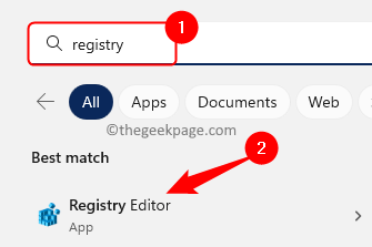 Windows search registry editor min