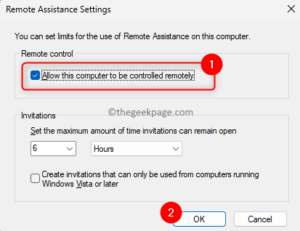 System Properties Remote Allow Remote Assistance Connection Settings Min