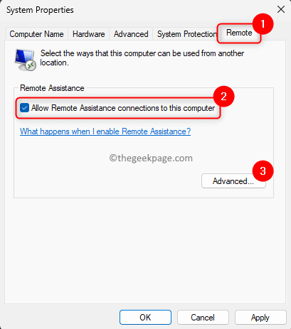 System Properties Remote Allow Remote Assistance Connection Min