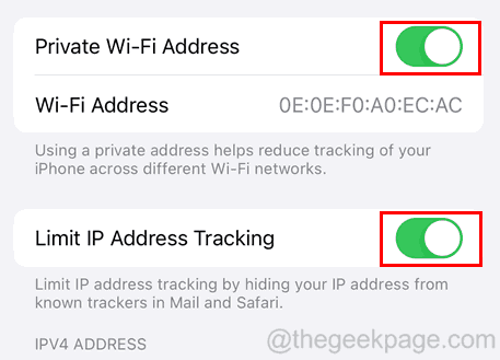 enable private wifi address 11zon