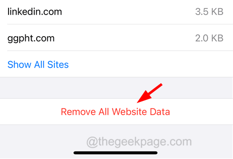 safari remove website data not working