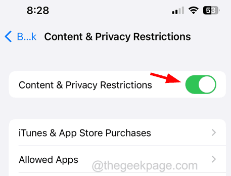 enable Content privacy restrictions 11zon