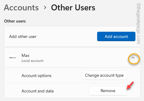 remove account and data min