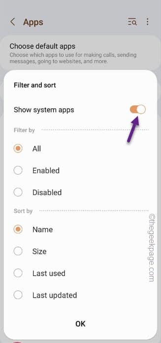 show system apps min