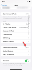 silence unknown caller min