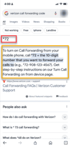 check for the call forwarding code min
