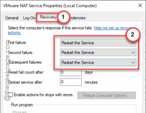 recovery restart the service min