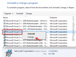 visual c change min