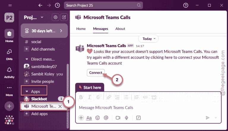 Slack integration does not work on MS Teams - How to fix