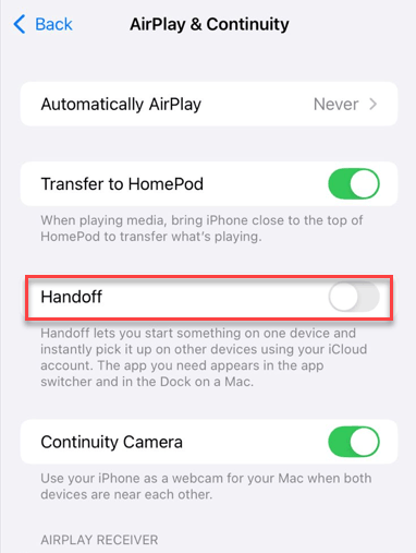 iPhone Copy-Paste Not Working Between Apps on iOS 26 - How to Fix 1 handoff off main