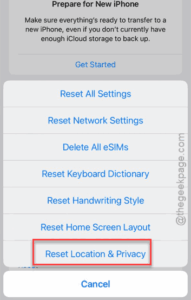 reset location and privacy