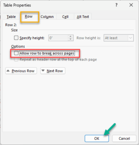 allow row