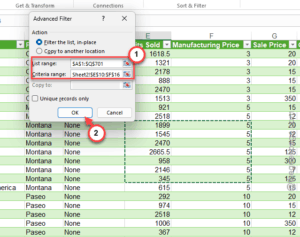 list range criteria range