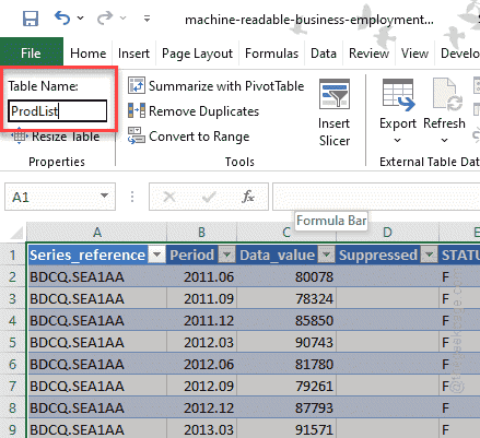 Excel Data Validation Drop-Down List Not Updating After Named Range Edit 1 table name prodlist