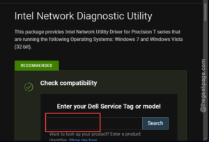 check intel network diagnostics utility
