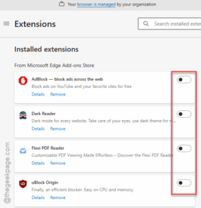 disable extensions