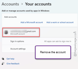 remove the account