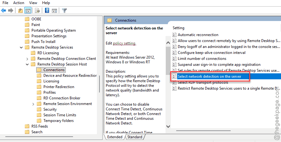 RDP Freezes at 'Estimating Connection Quality' - What to Do? 3 select network detection on server e1781704489711