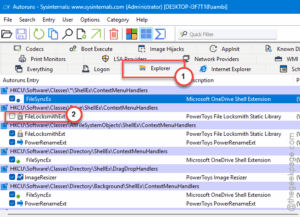 explorer uncheck handlers autoruns