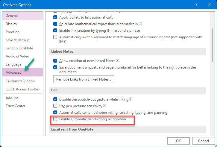 OneNote 2013 Crashing on OneDrive Sync? 7 Fixes 1 uncheck enable autoamatic hand