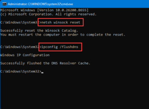 netsh winsock reset