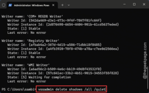 vssadmin delete shadows