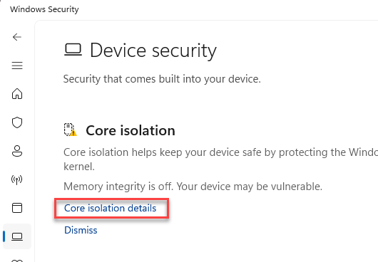 Fix eGPU Error Code 43 on Windows 11 (Thunderbolt 4) 1 core isolation details 1 e1793103476346
