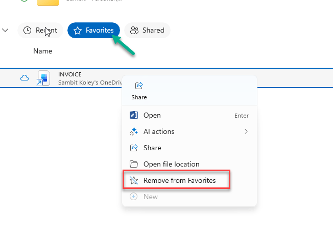 OneDrive Files Duplicating in Explorer Favorites - How to Fix 1 favorites remove