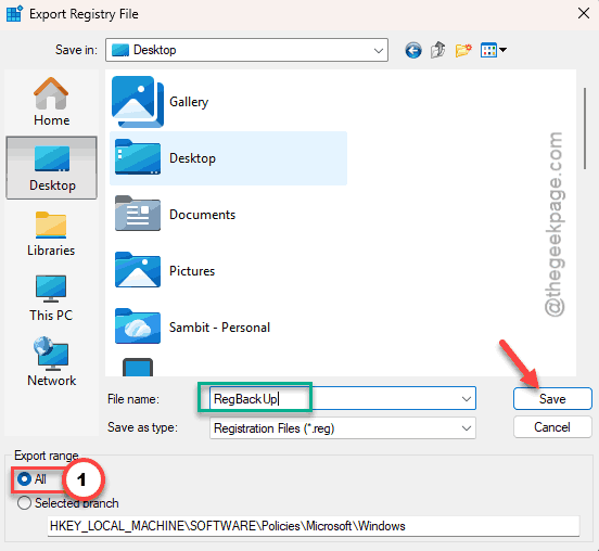 How to Fix 'Managed by Your Organization' in Start Menu on Windows 11, 10 2 regbackup save