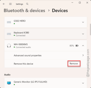 remove audio bluetooth device