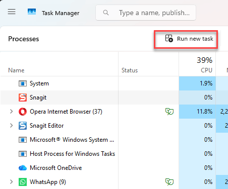 Start Menu and Taskbar Both Dead in Windows 11 - How to Fix 1 run new task