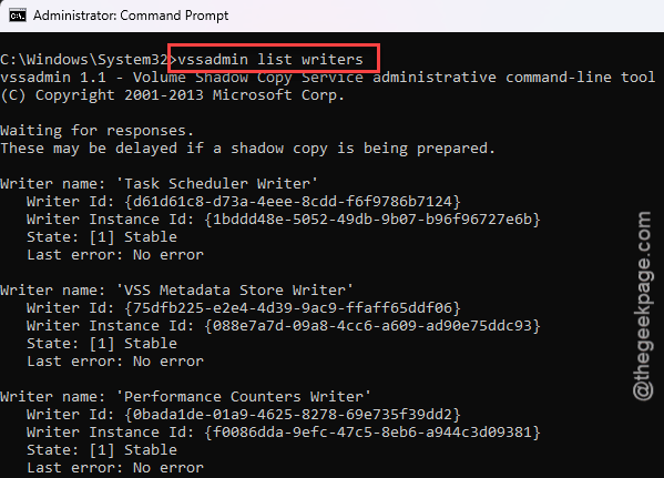 Backup Software Keeps Failing on Windows 11 - How to Fix 1 vssadmin list