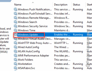 widnows update service dc