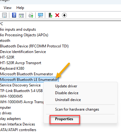 Fix Xbox Controller Disconnecting via Bluetooth in Windows 11 3 bluetooth le props